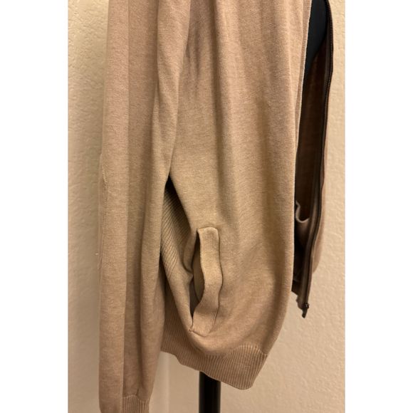 Men's Club Room Khaki Zip Front Ribbed Pocketed Sweater - Sz L - Picture 7 of 11